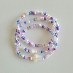 Pastel Blue Beaded Bracelet Set